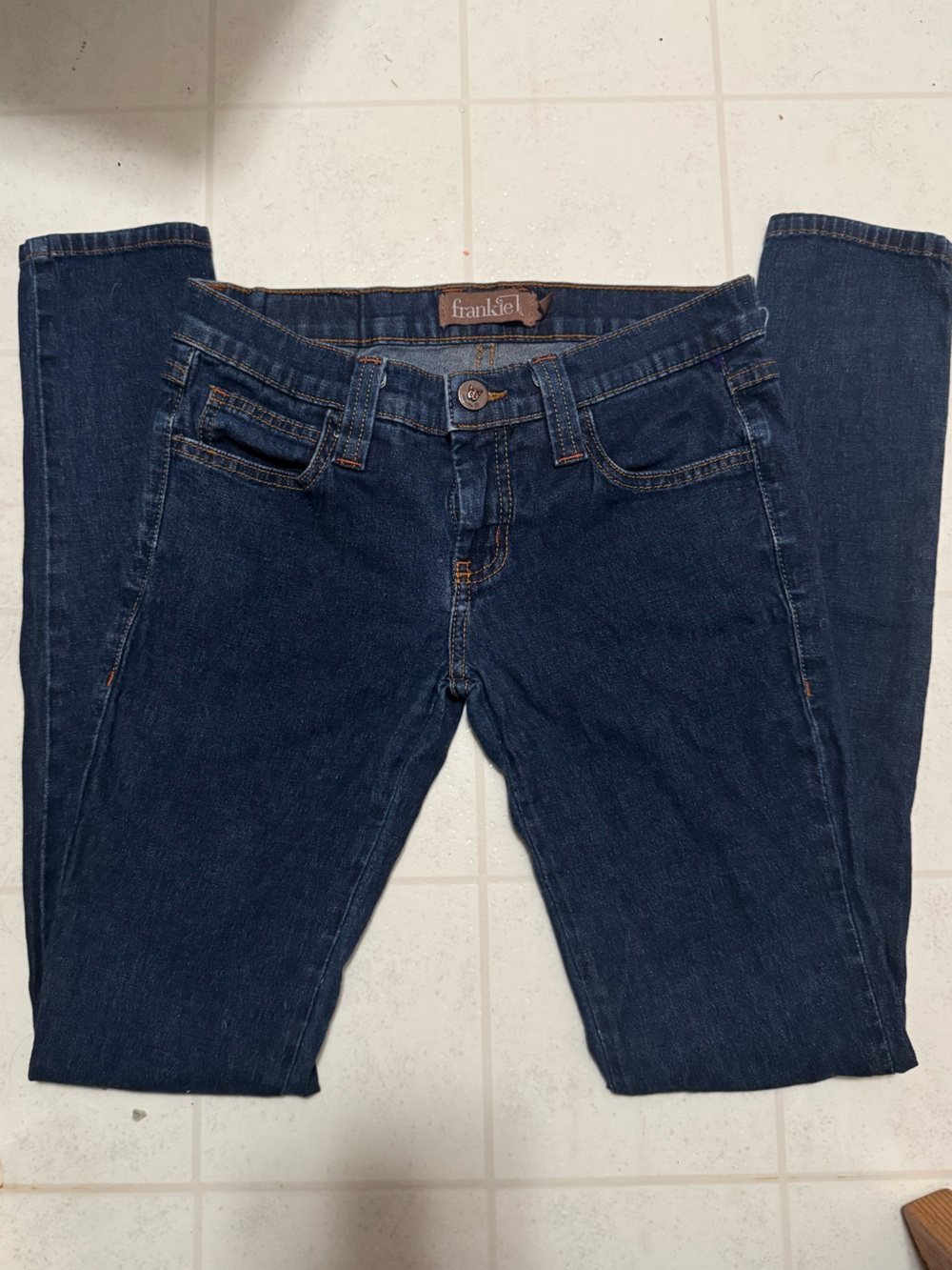 Frankie B. Women's Skinny Jeans in Dark Blue Wash
